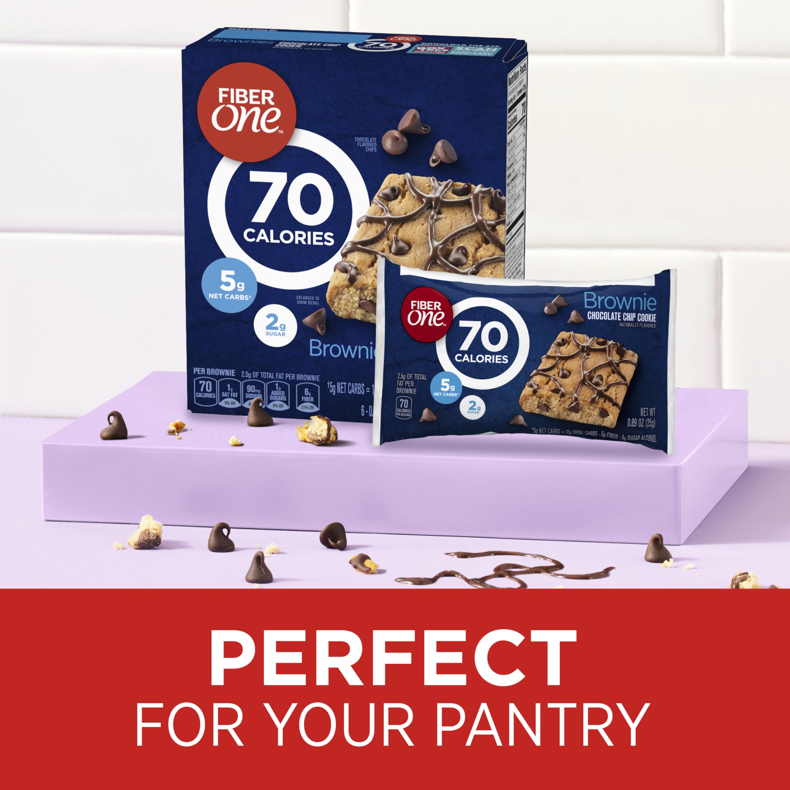 Nutrition panel on a Fiber One brownie box.