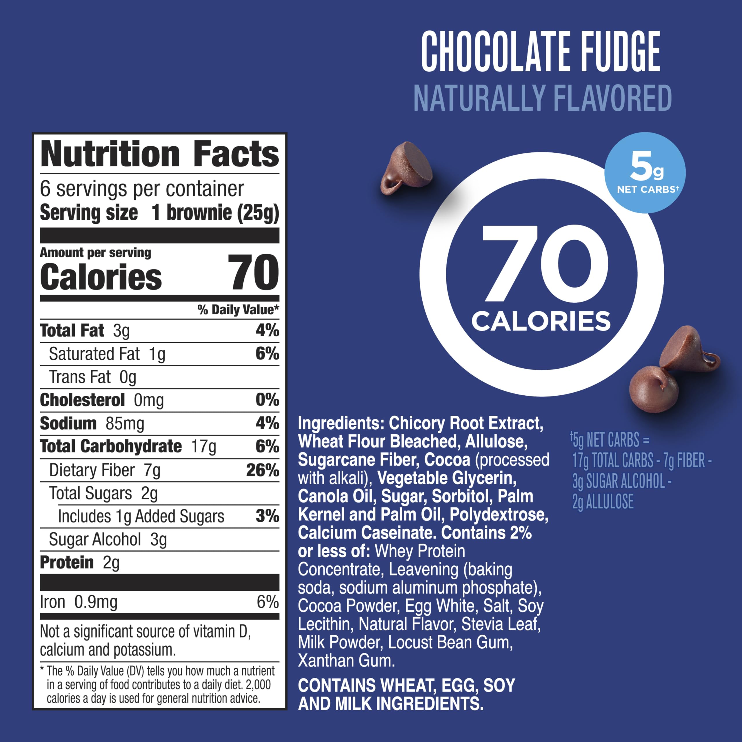 Close-up of Fiber One 70 Calorie Brownie Bar with rich chocolate fudge.