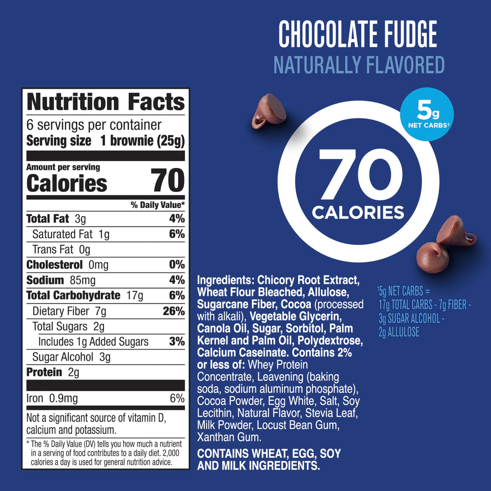 Close-up of Fiber One 70 Calorie Brownie Bar with rich chocolate fudge.