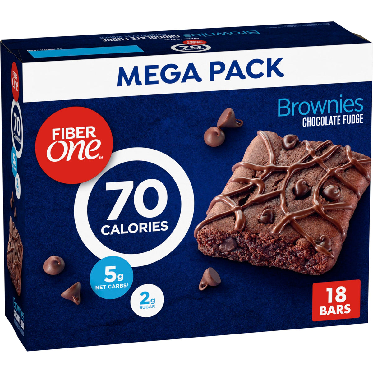 Fiber One 70 Calorie Brownies mega pack box for on-the-go snacking.