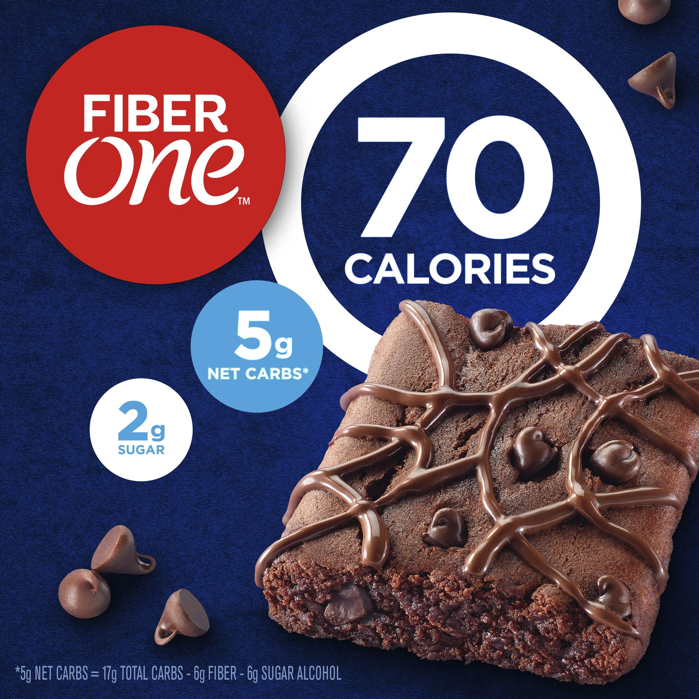 Fiber One 70 Calorie Brownies nutrition panel on packaging.