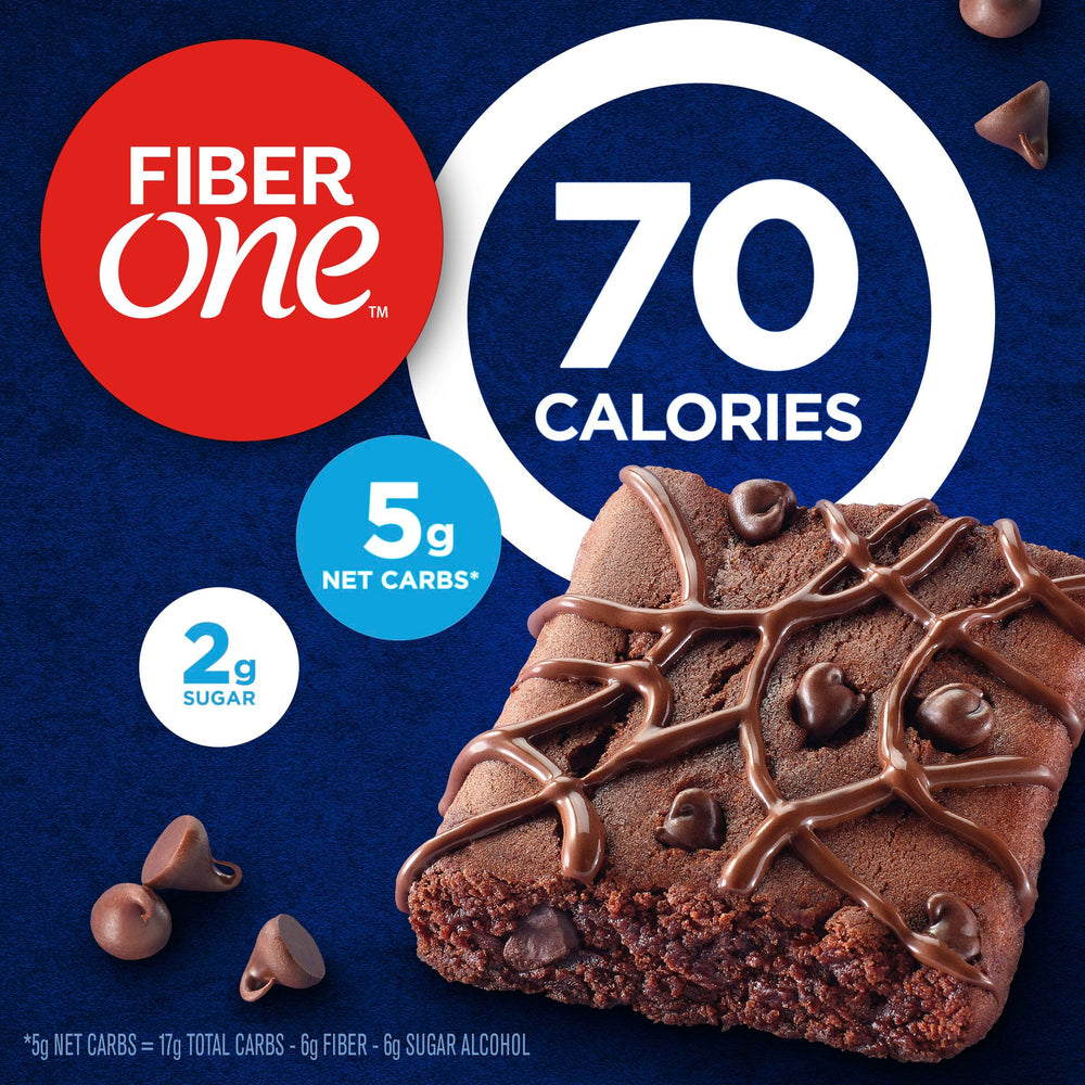 Fiber One 70 Calorie Brownies nutrition panel on packaging.