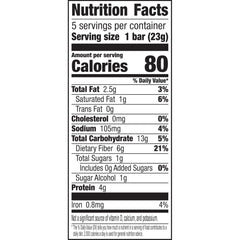 Fiber One bar packaging closeup showing 80 calories and fiber content