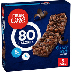 Fiber One 80-Calorie Chocolate Chewy Bars pack, a convenient snack option.