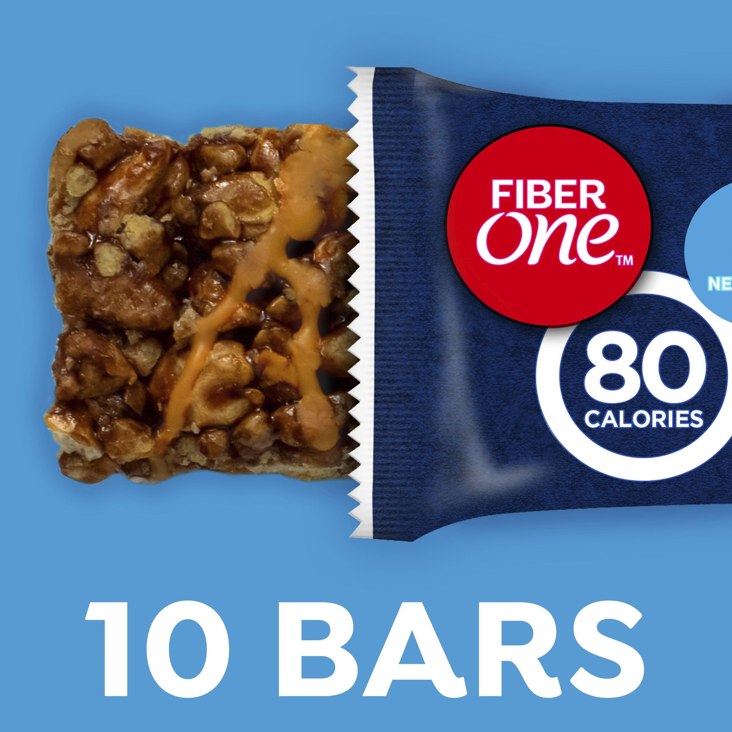 Fiber One bar texture with oats and peanut butter in focus
