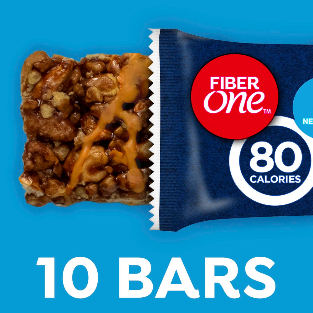 Fiber One bar texture with oats and peanut butter in focus