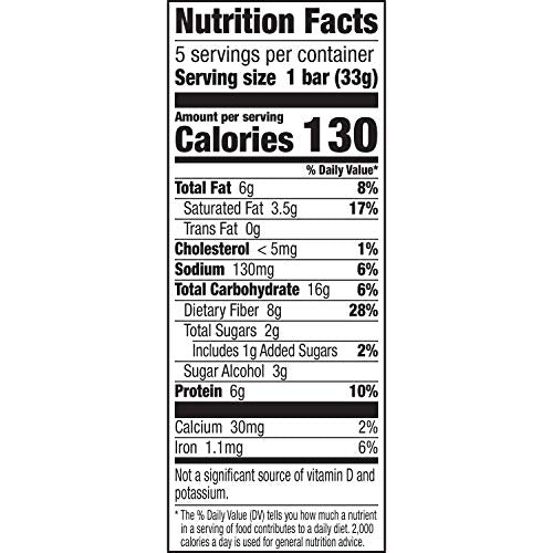 Fiber One Caramel Nut Bar with chocolate coating close-up