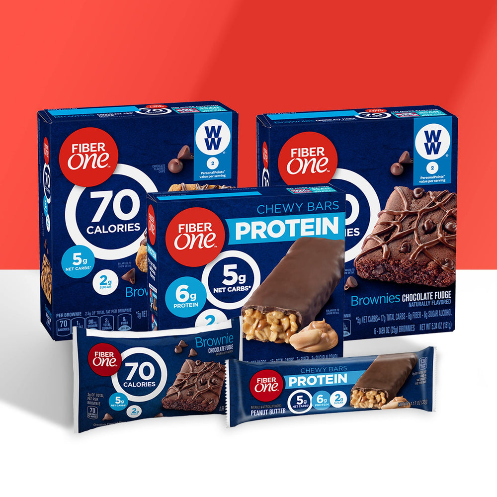 Fiber One Caramel Nut Bar on office desk for snacking