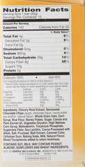 Close-up of oats and chocolate chips in a Fiber One bar, fiber-rich