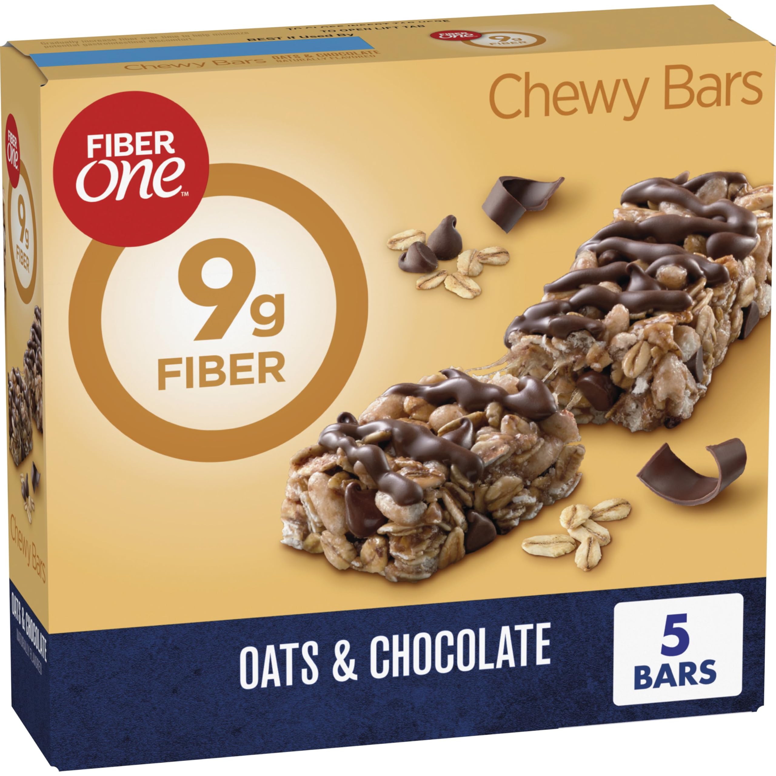 Fiber One Chewy Bars oats and chocolate packaging for on-the-go snacking