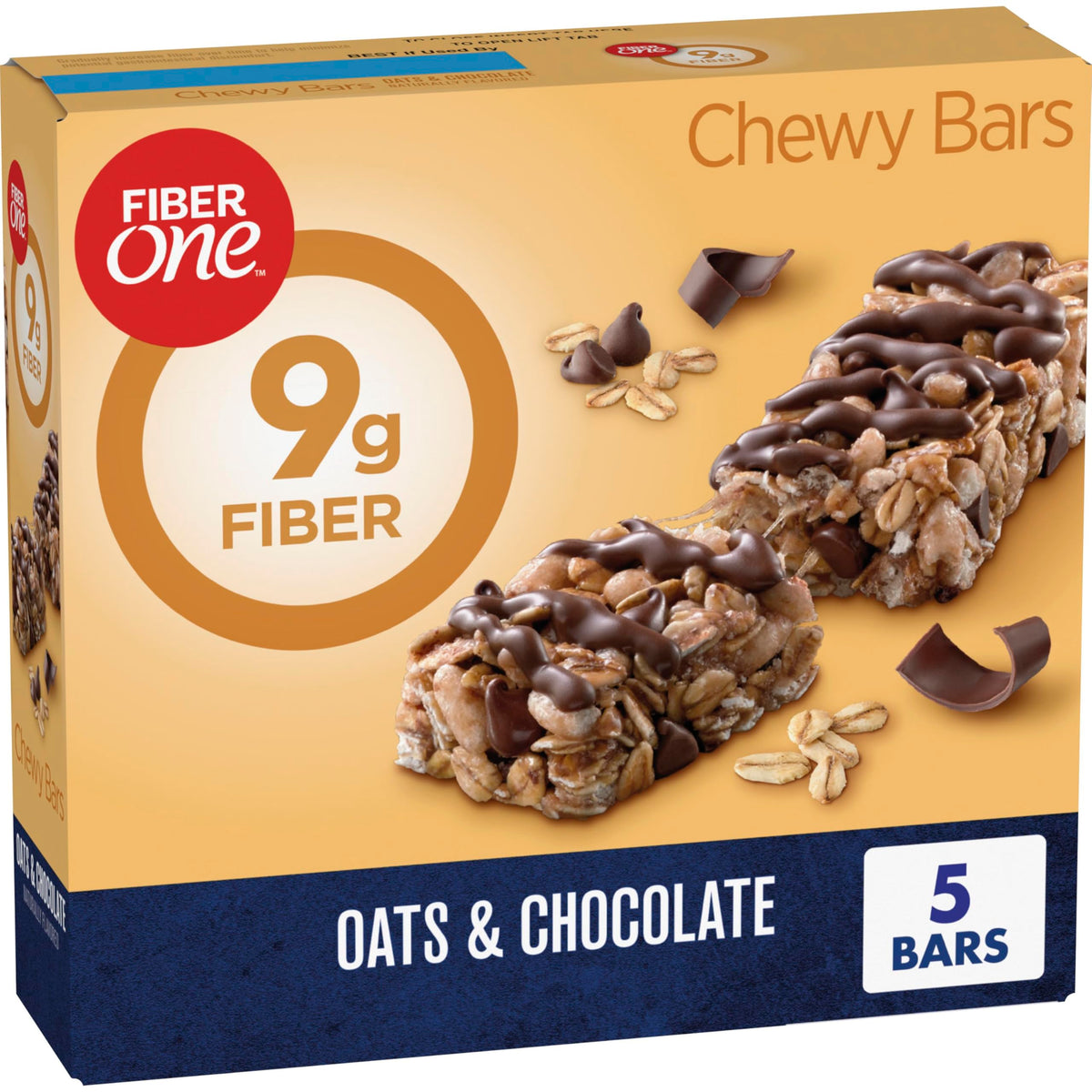 Fiber One Chewy Bars oats and chocolate packaging for on-the-go snacking