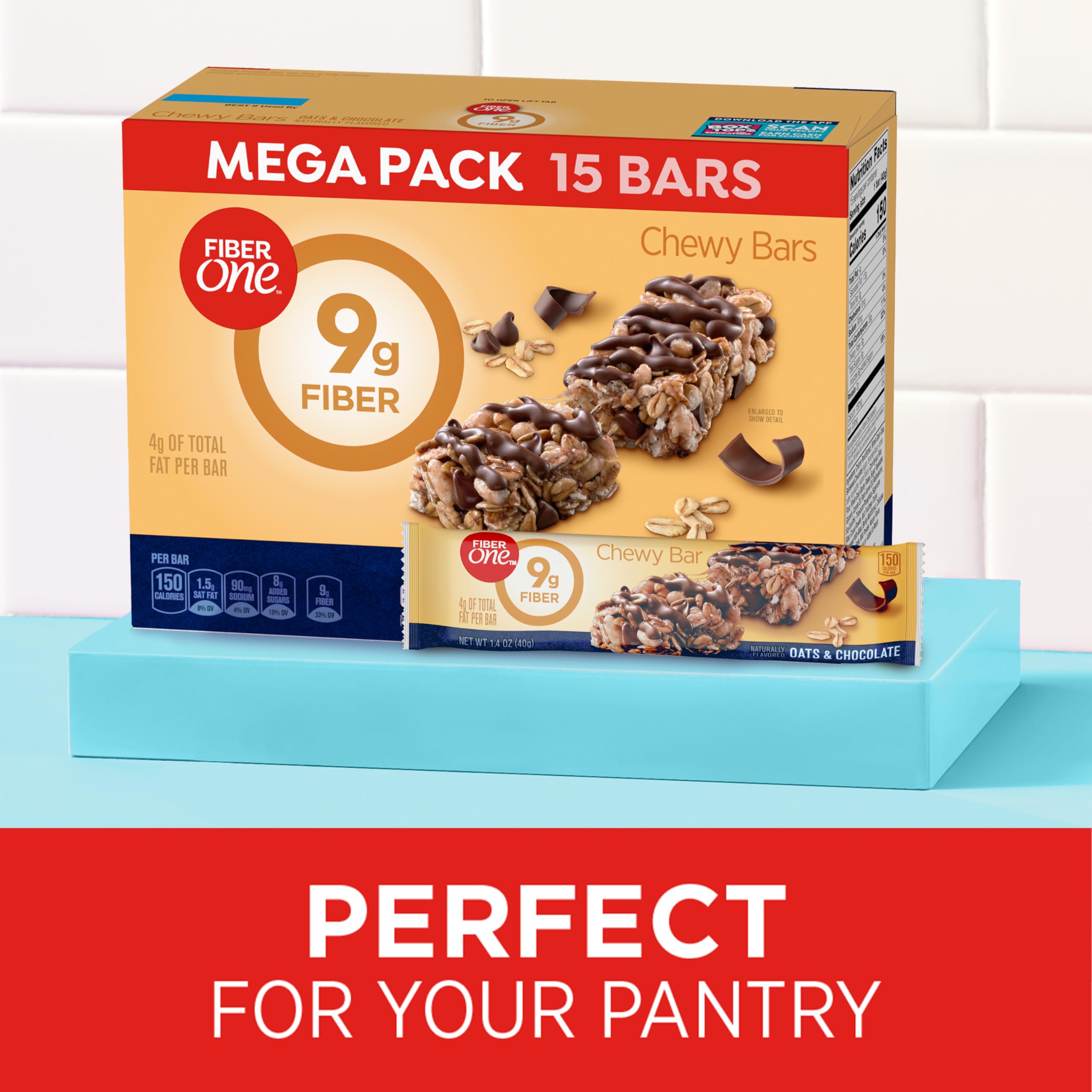 Fiber One Chewy Bars whole grain oats detail underlines fiber richness.
