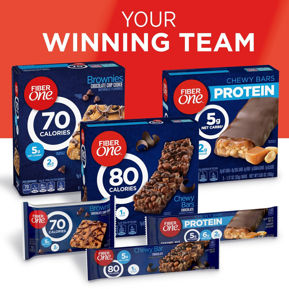 Fiber One five-bar box displays a family-friendly snack option.