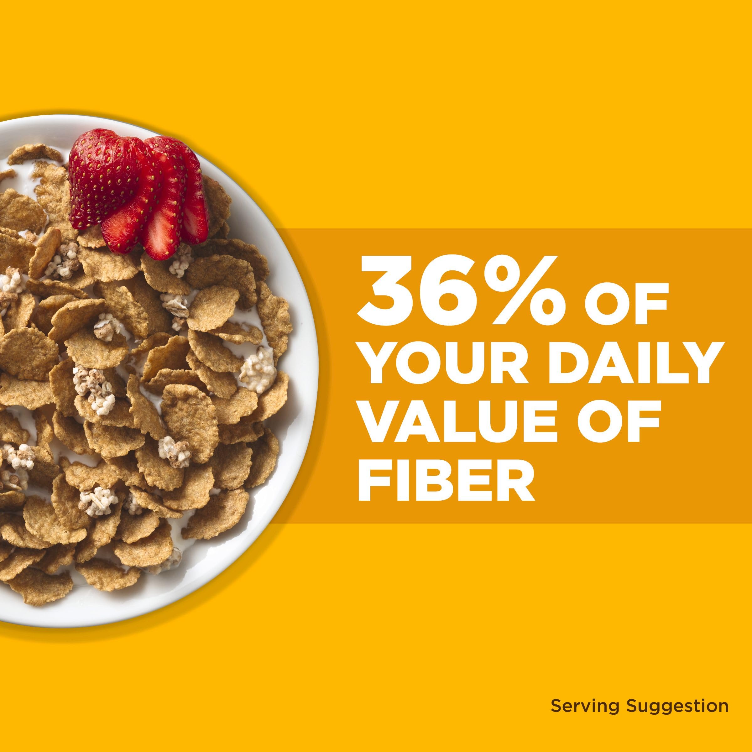 Fiber One Honey Clusters close-up emphasizes whole grain flakes and honey.