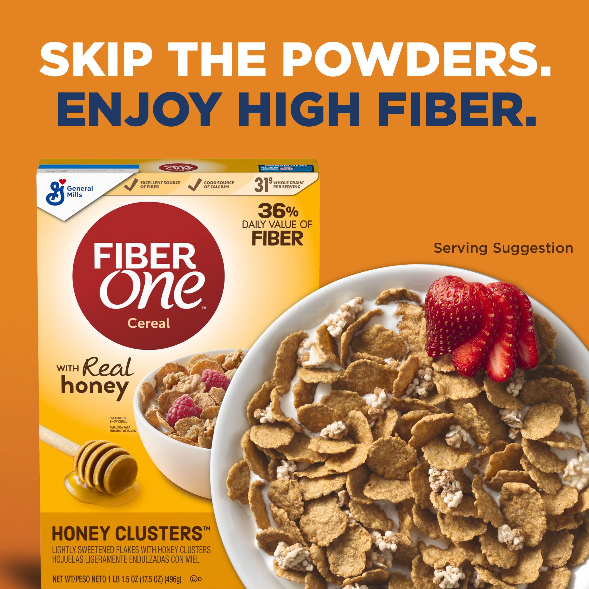Pouring Fiber One Honey Clusters into a bowl ready for breakfast.