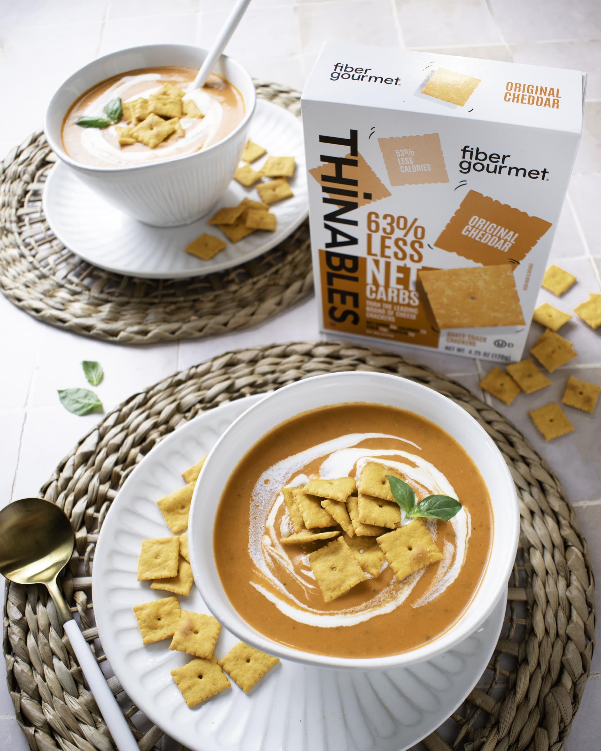 Nutrition label highlights 6g net carbs per serving and 13g fiber.
