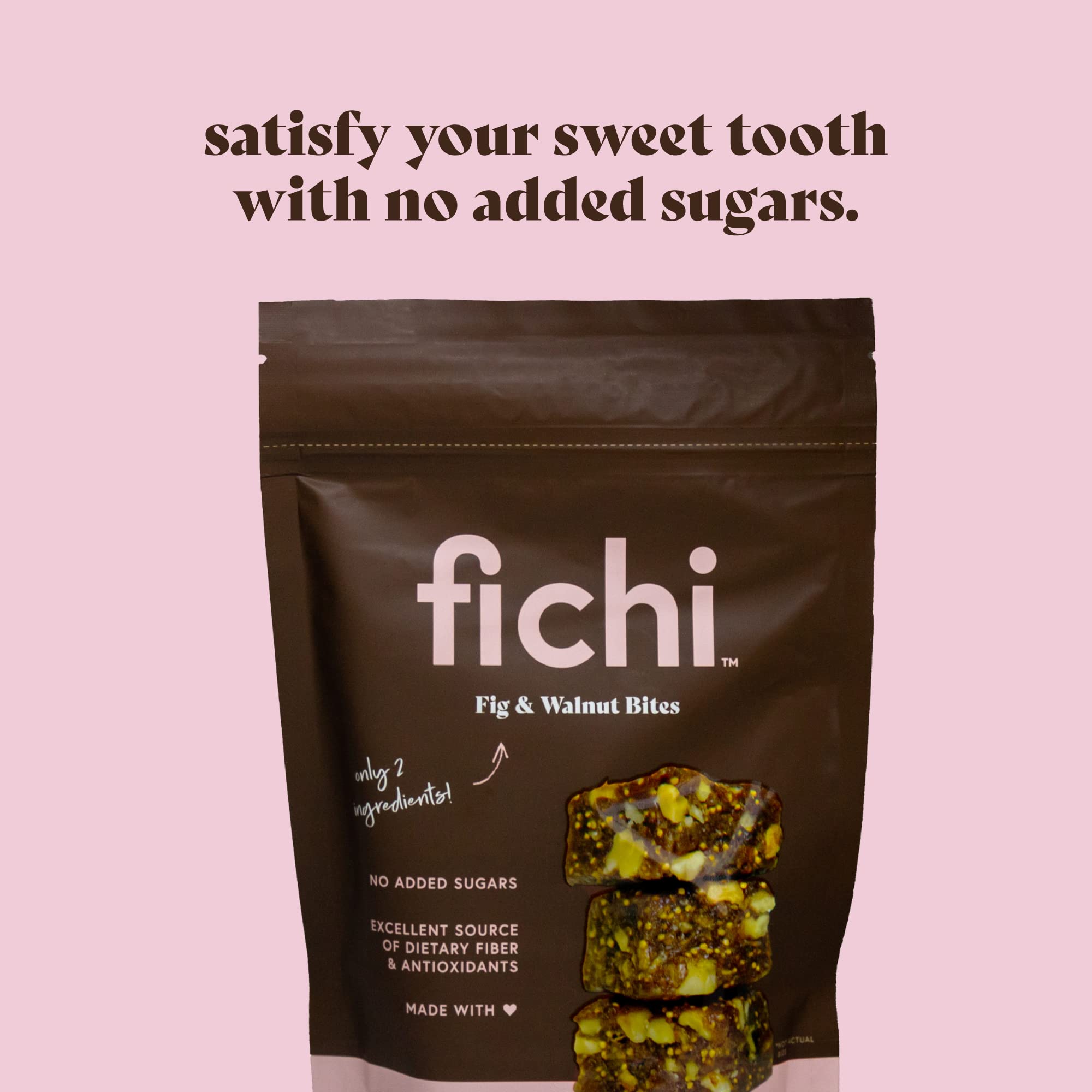 Fichi bites on the go in a bag, perfect for busy days.