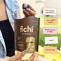 Fichi Bites almonds close-up emphasizing crunchy texture and plant protein.