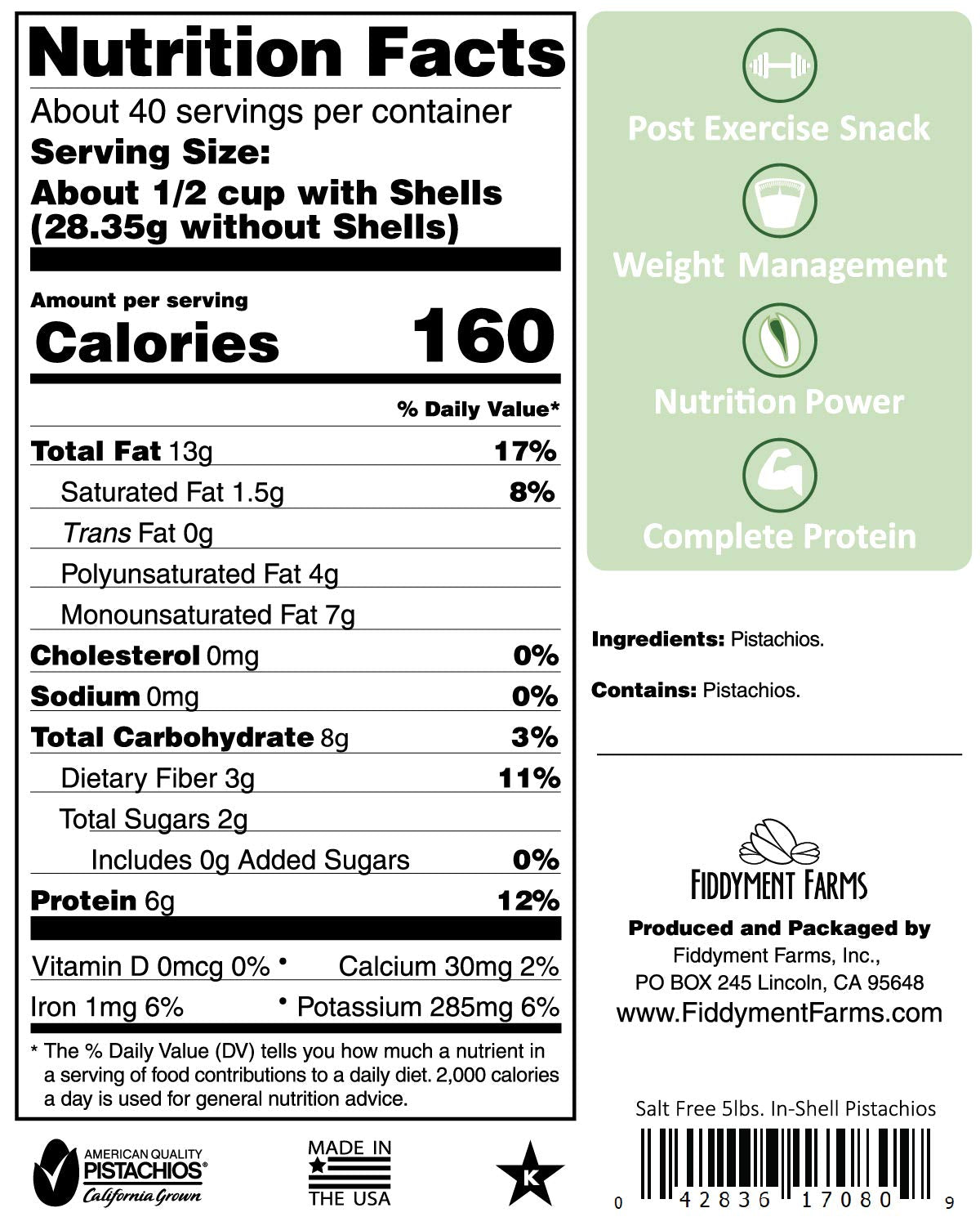 Close-up of Fiddyment Farms pistachios in-shell, naturally opened for easy snacking.