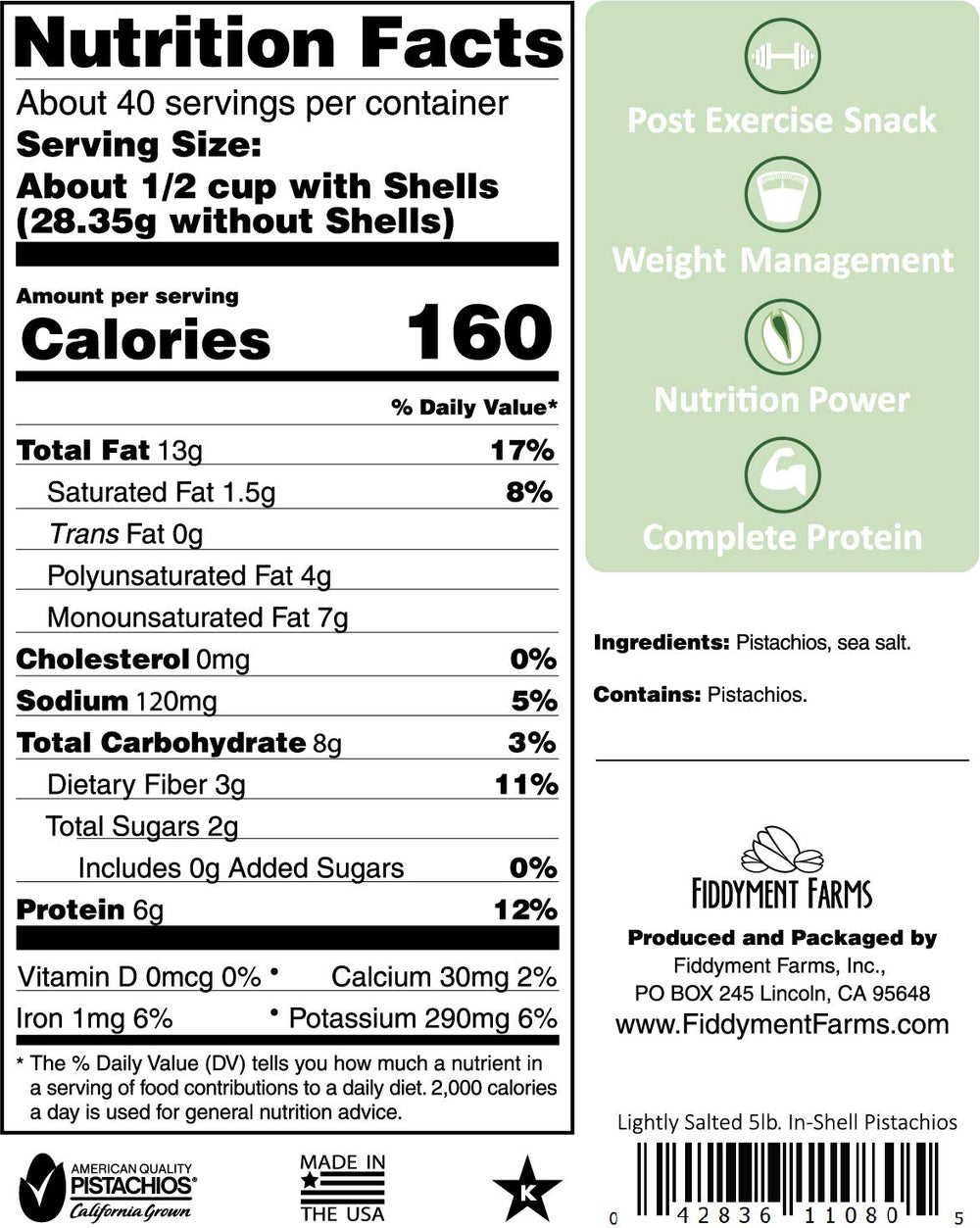 Fiddyment Farms resealable bag pistachios keeps nuts fresh between uses.