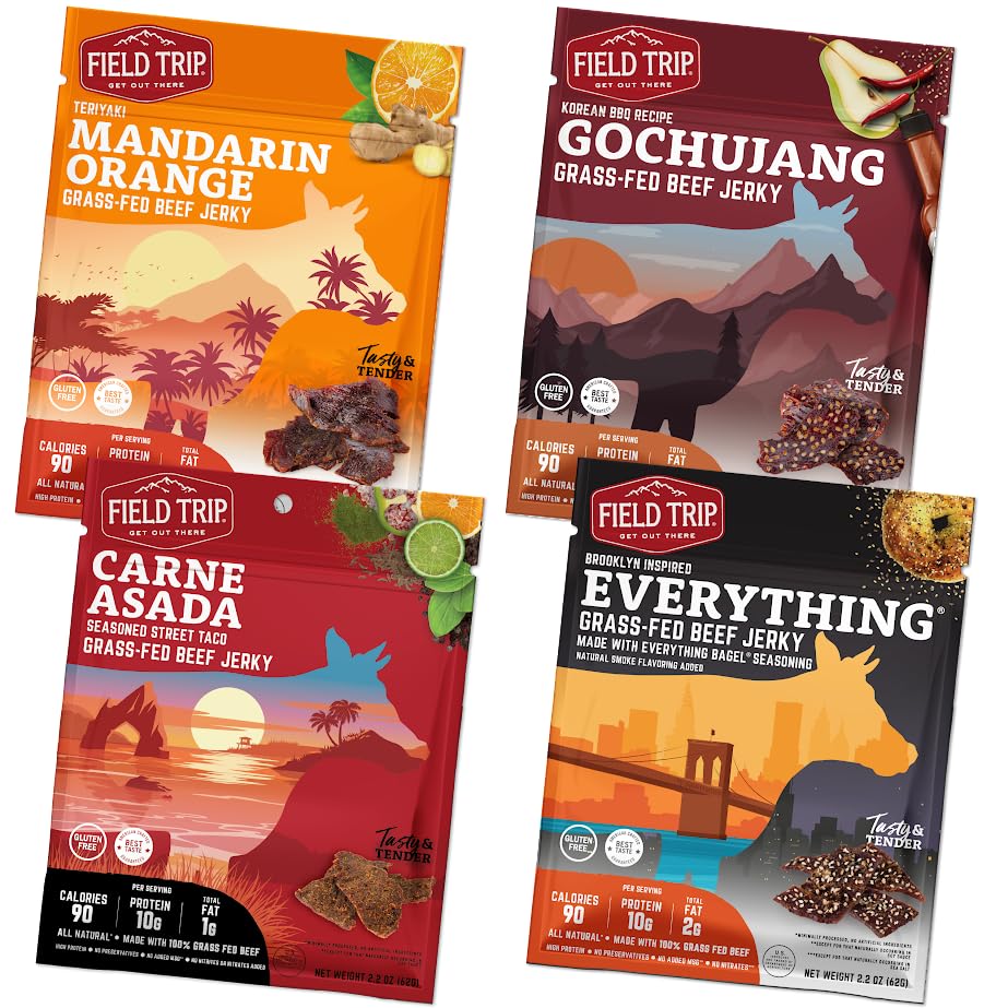 Field Trip Original flavor beef jerky front label view highlighting 2.2oz bag