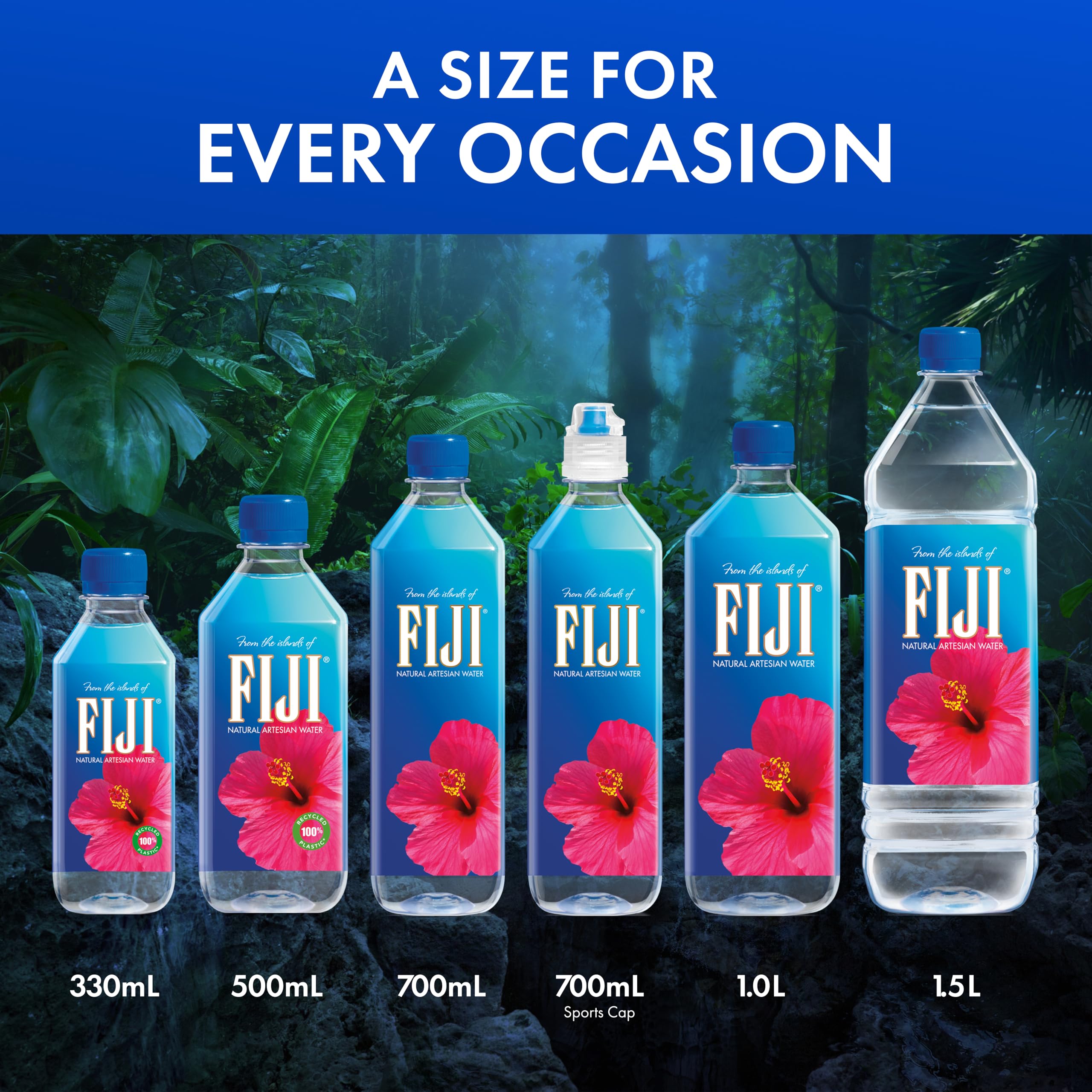 FIJI 1L bottle being poured for a smooth drinking experience