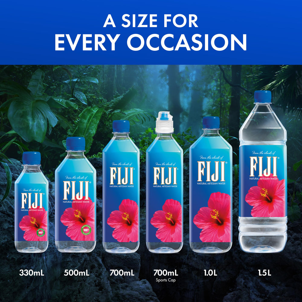 FIJI 1L bottle being poured for a smooth drinking experience