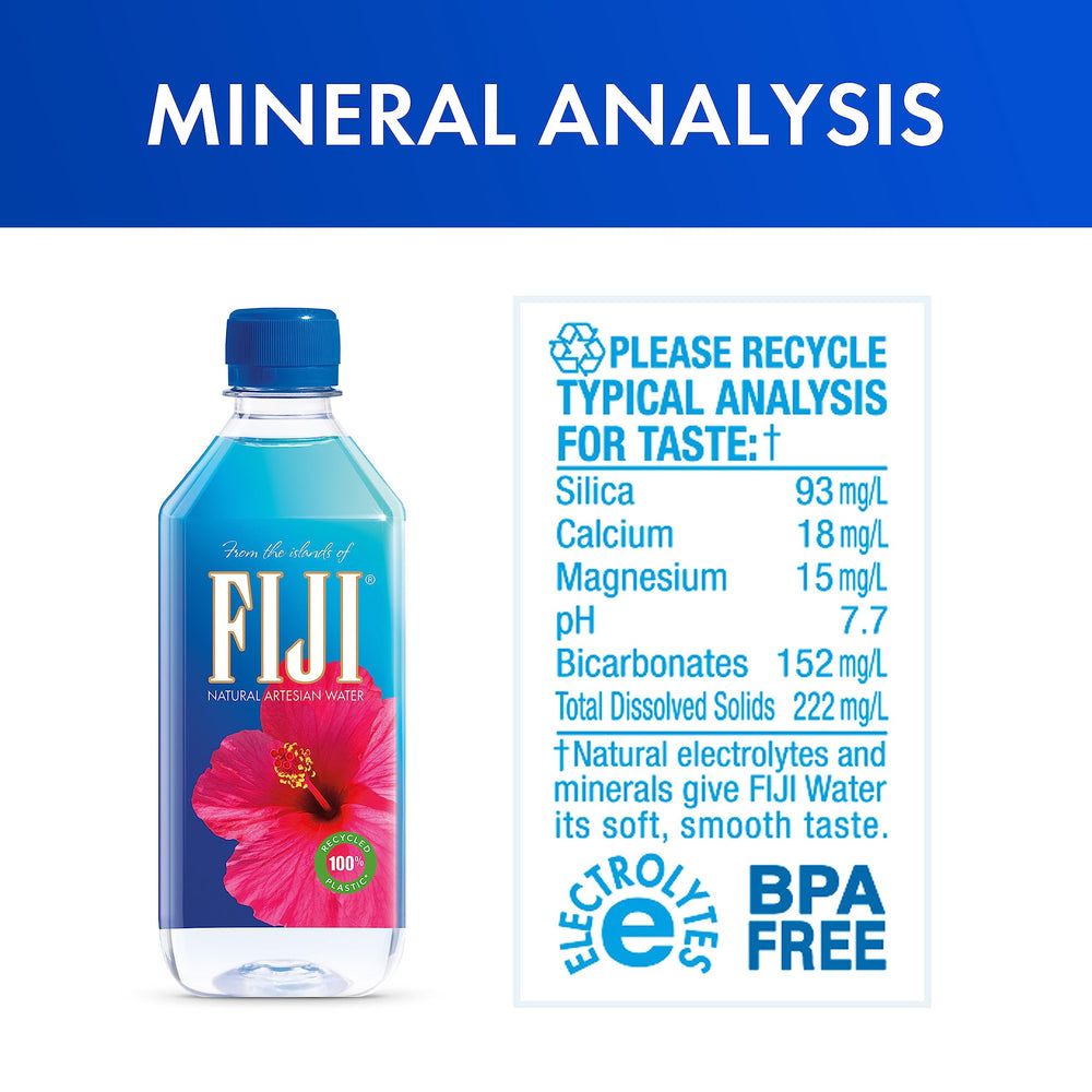FIJI Water being poured to reveal the soft taste