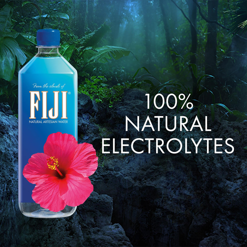 FIJI water poured into a glass showing a crisp, clean taste
