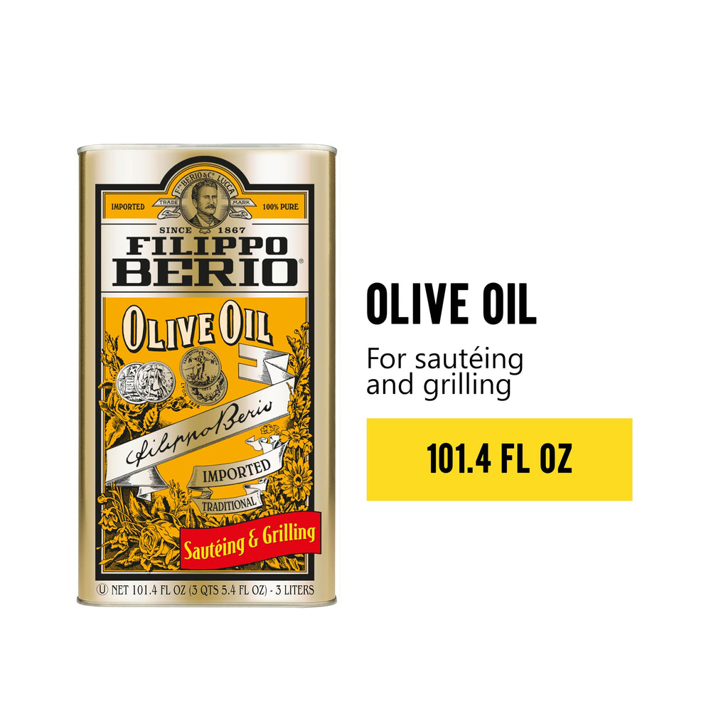 Filippo Berio Pure Olive Oil golden color perfect for finishing dishes