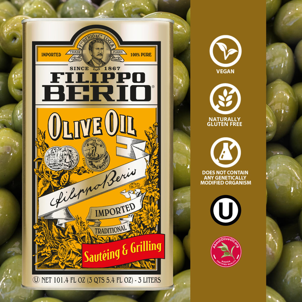Filippo Berio label with signature signaling olive oil craftsmanship