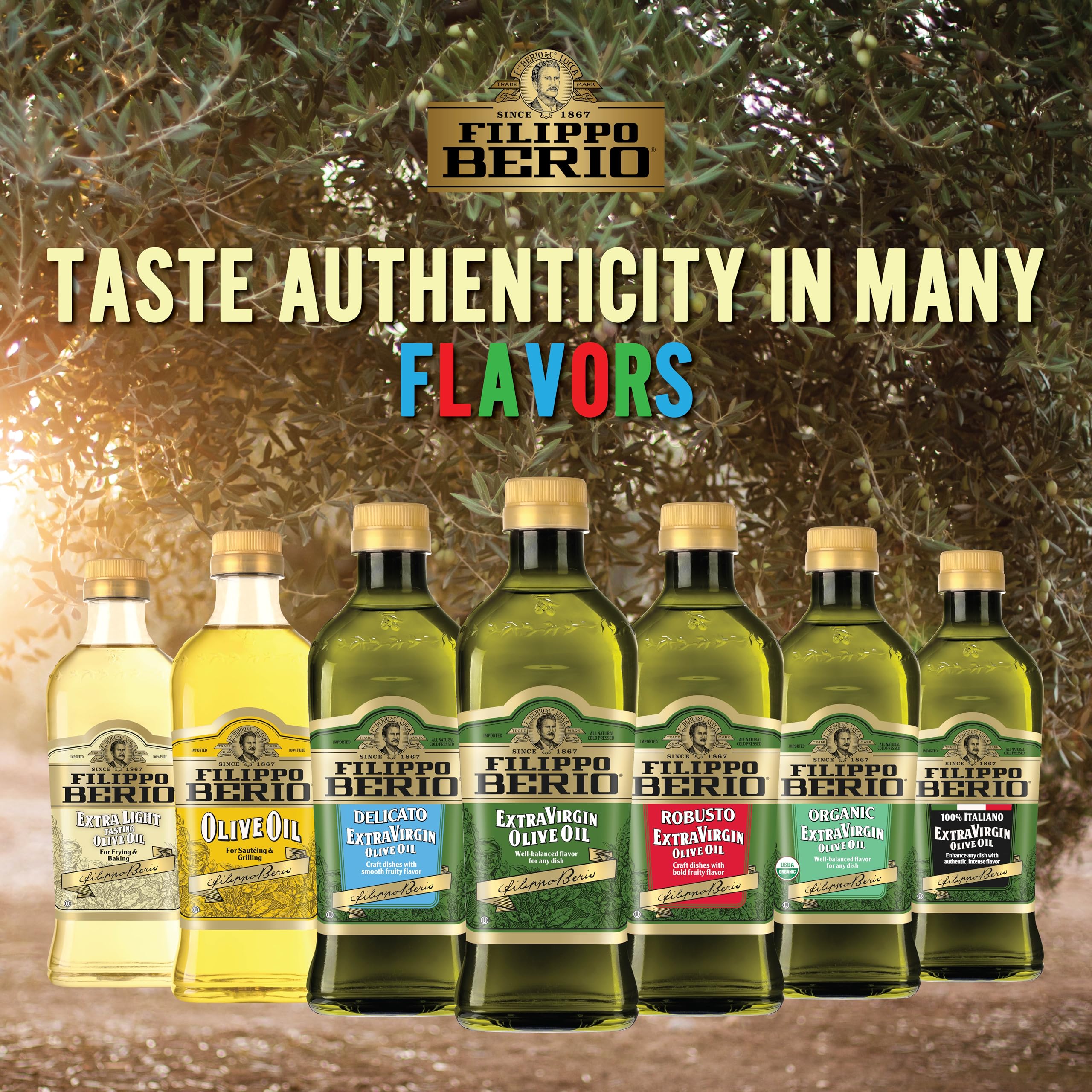 Filippo Berio Pure Olive Oil close-up showing unsaturated fats and antioxidants