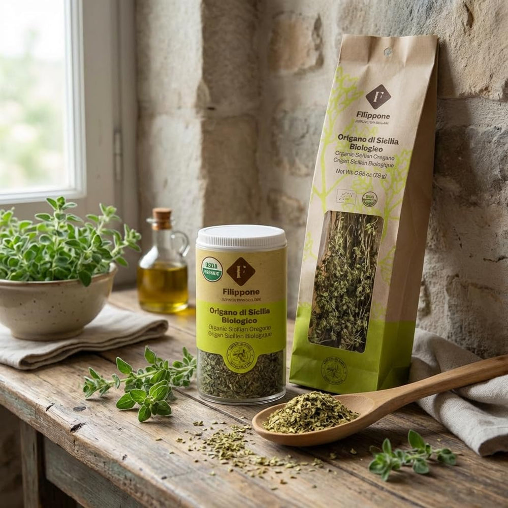 FILIPPONE family-farm high-mountain grown oregano with pristine air and soil.
