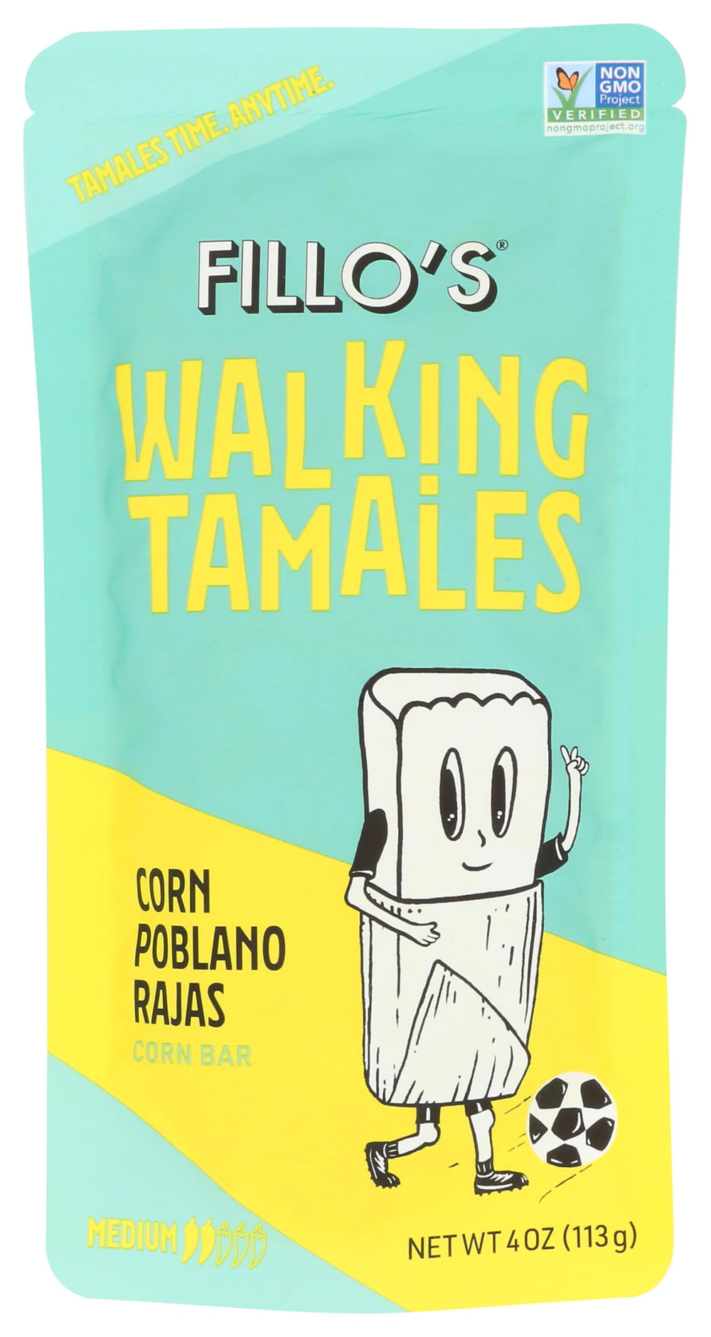 Fillos Tamale Wlk Crn Pbln Raja label highlights premium ingredients for versatile cooking.