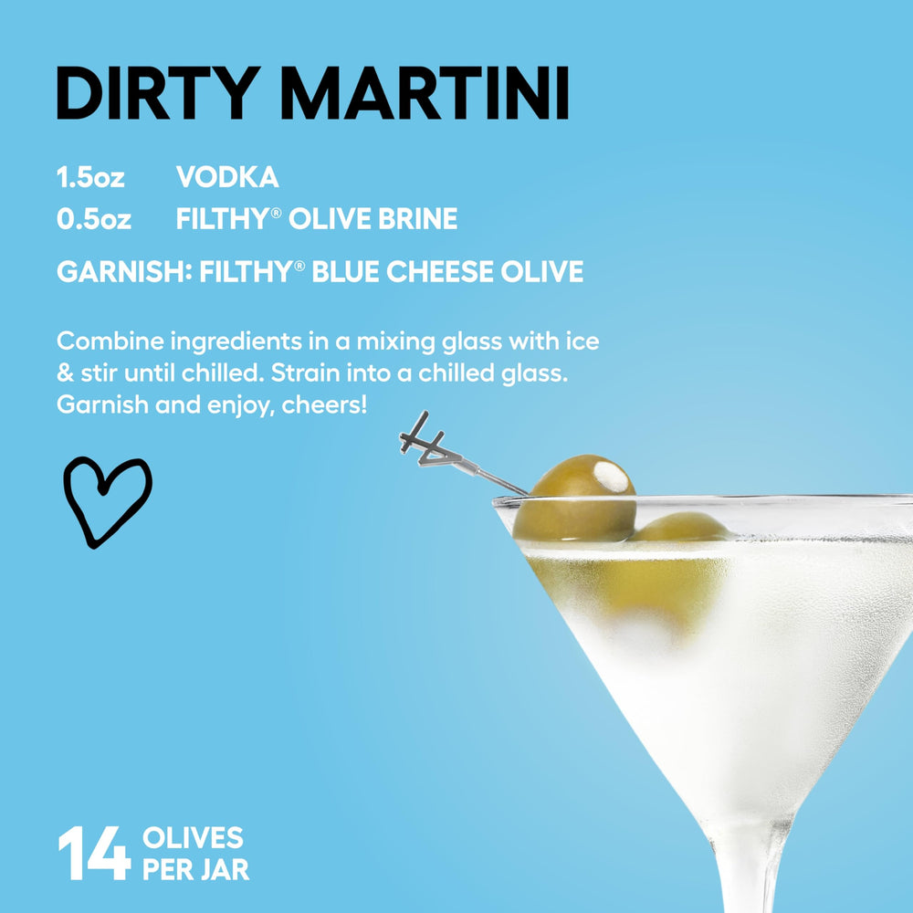 Filthy Food blue cheese olives in setup for entertaining