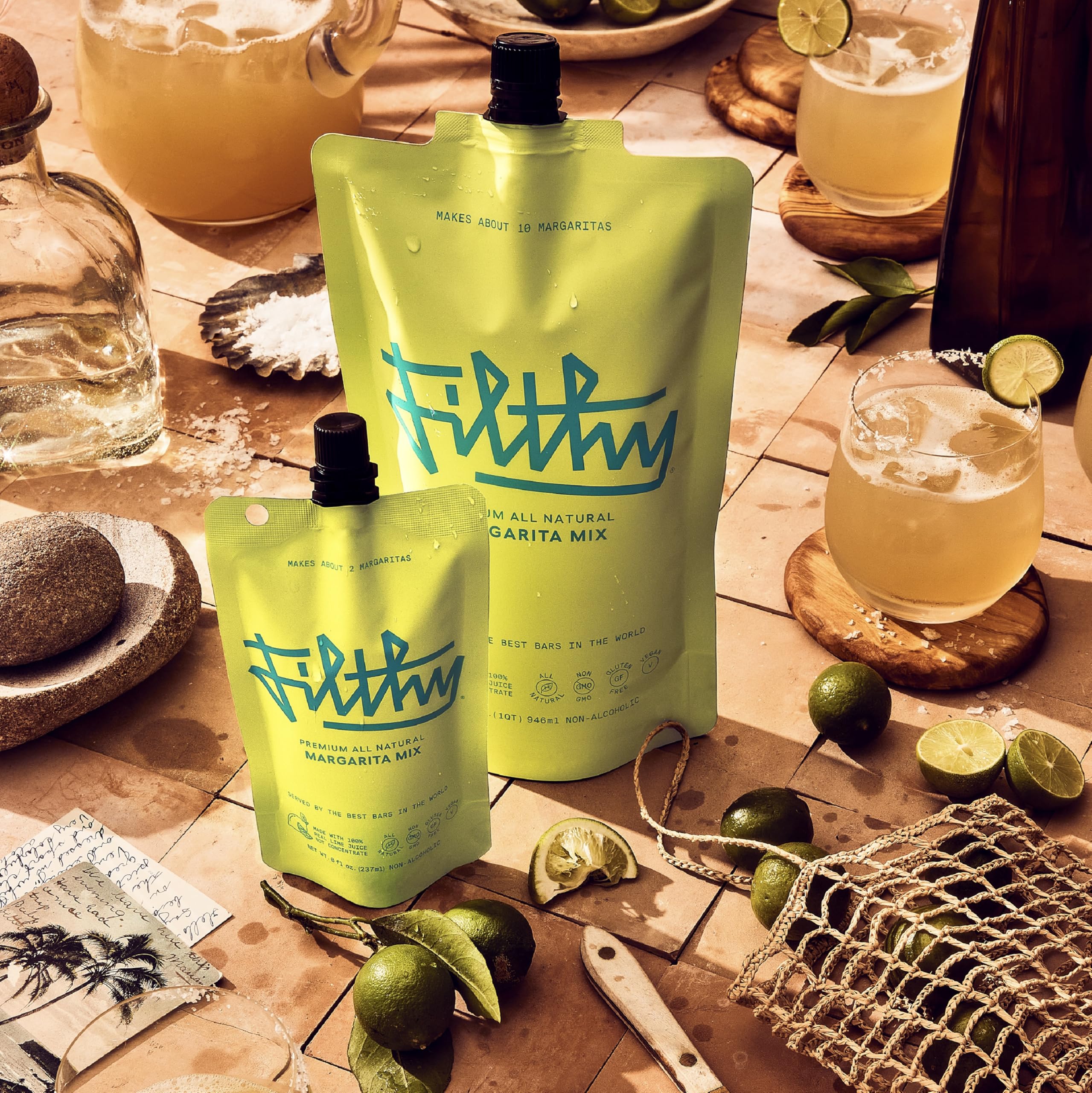 Filthy Food Margarita Mix margarita glass ready for a crisp, balanced cocktail.