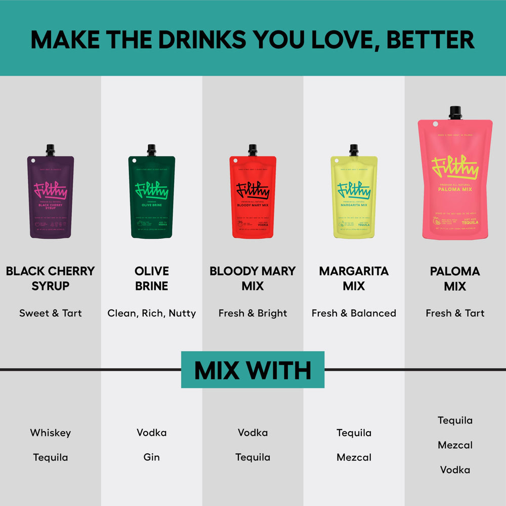Filthy Food Margarita Mix party-ready display invites friends to enjoy margaritas anywhere.