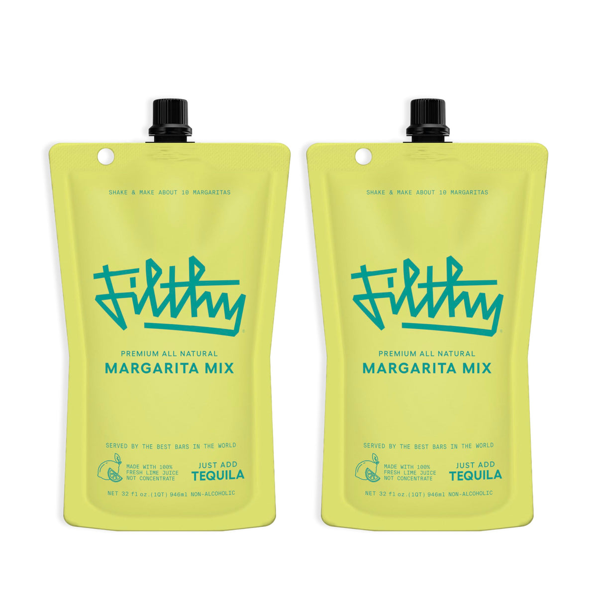Filthy Food Margarita Mix pour, ready-to-enjoy at-home cocktail