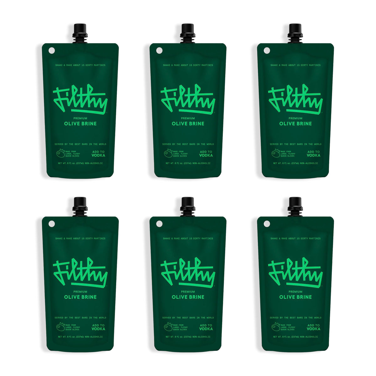 Filthy Food olive brine bottle for silky dirty martinis