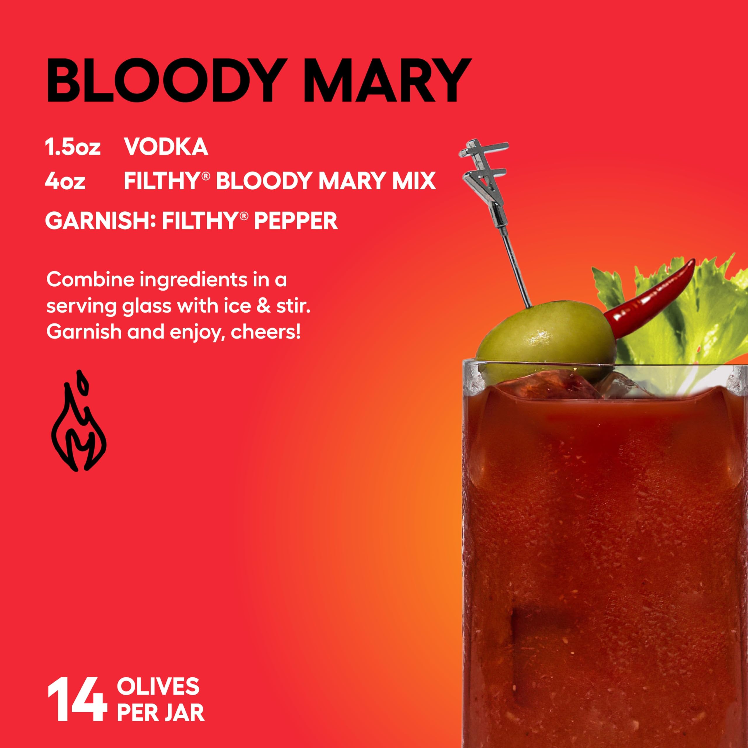 Filthy Food pepper stuffed olives martini garnish with peppery depth