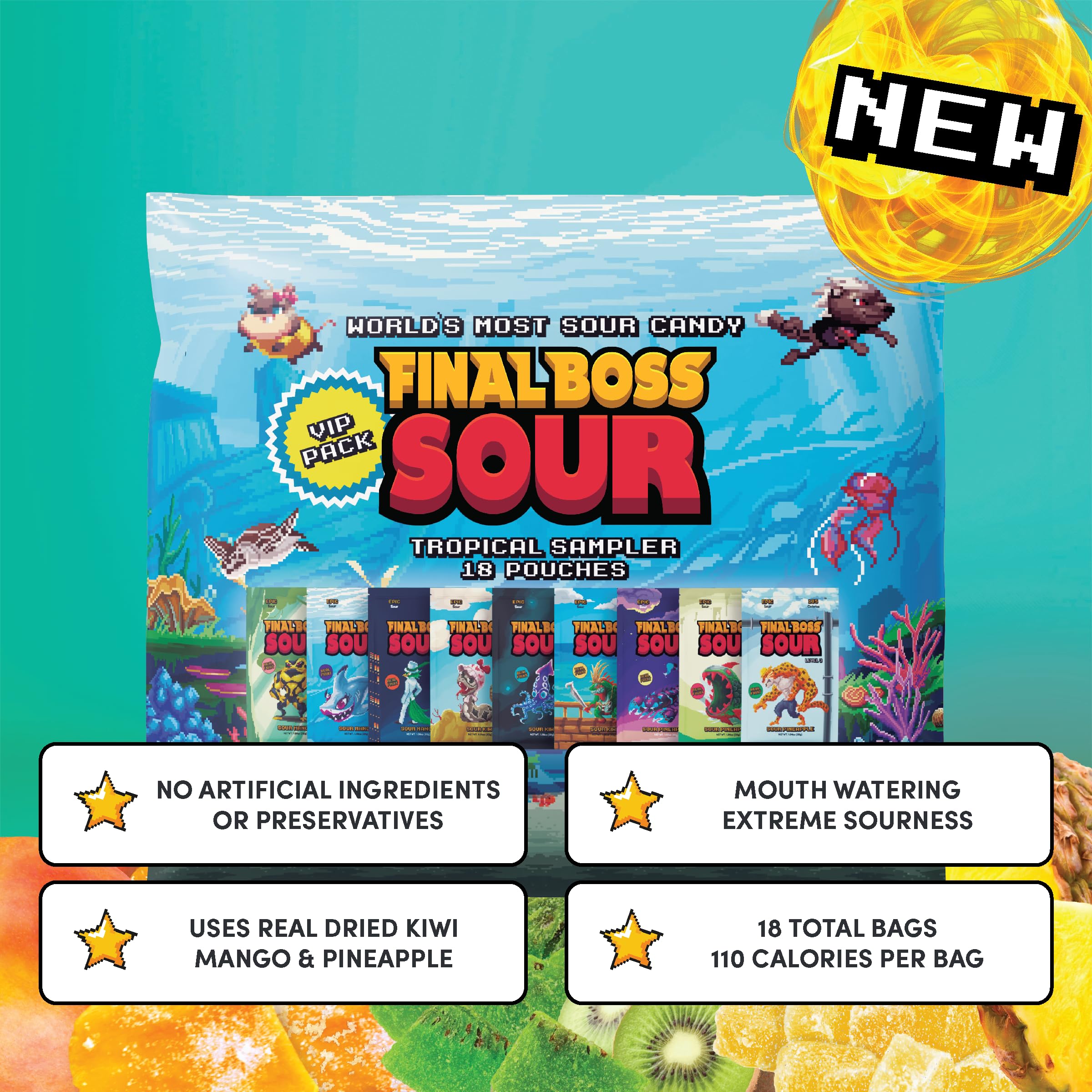 Final Boss Sour clean-label pack emphasizes no artificial colors or flavors