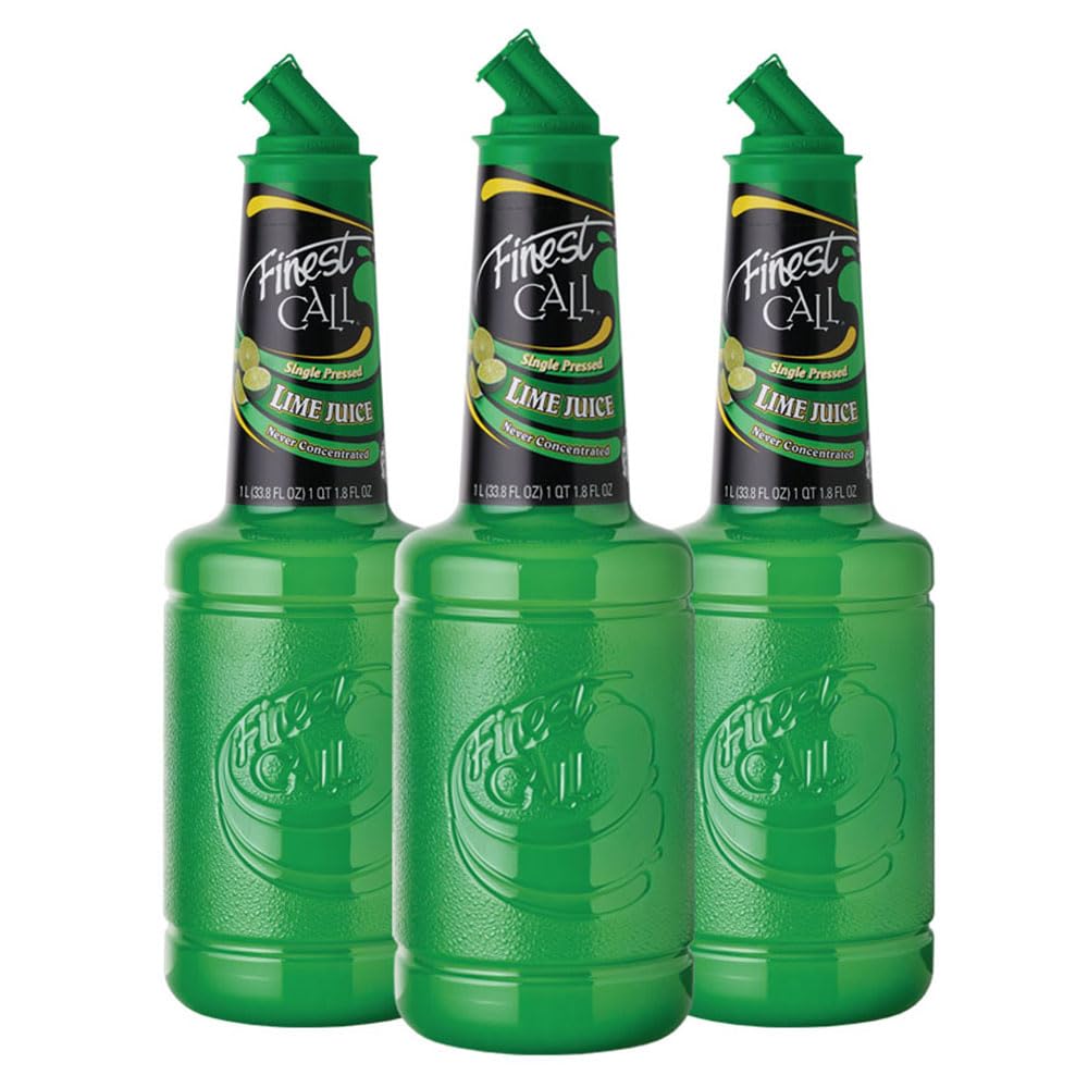 Finest Call lime juice single pressed bottle 1L ready for cocktails and recipes.