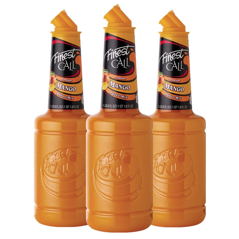 Finest Call Mango Puree bottle demonstrates consistent flavor for cocktails.