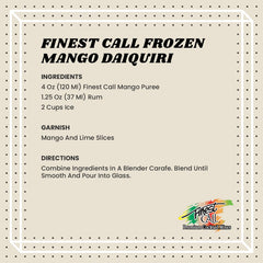 Finest Call Mango Puree label close-up highlights premium quality.