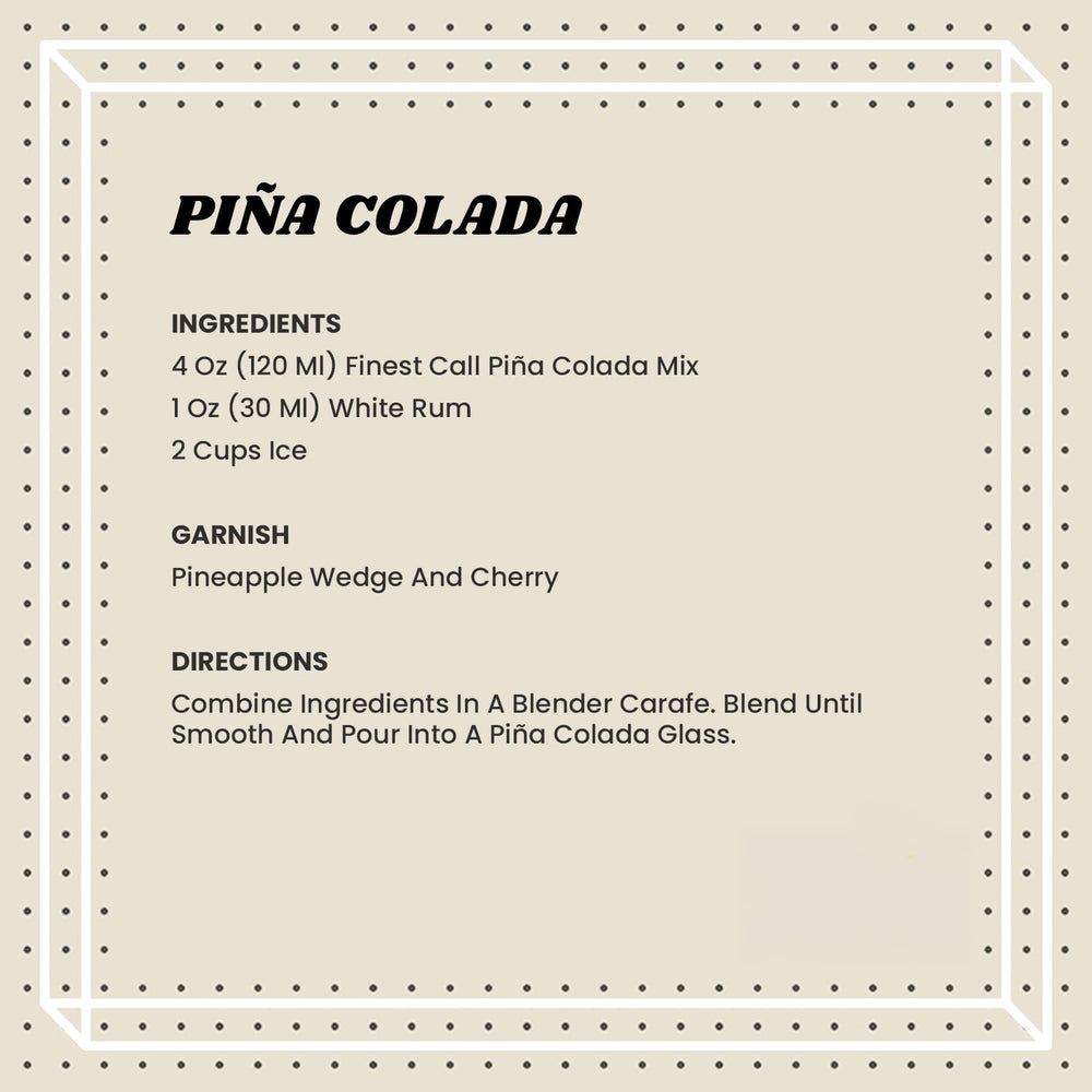 Finest Call Pina Colada hero shot highlights creamy texture and tropical aroma.