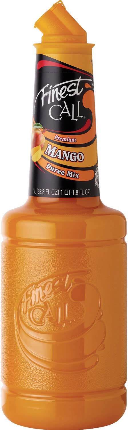 Finest Call Premium Mango Puree bottle with vibrant aroma for cocktails.
