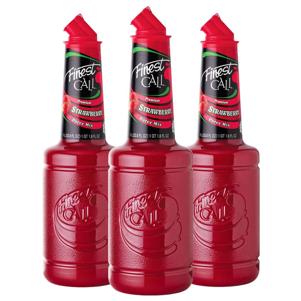 Finest Call Premium Strawberry Puree bottle front view for cocktails
