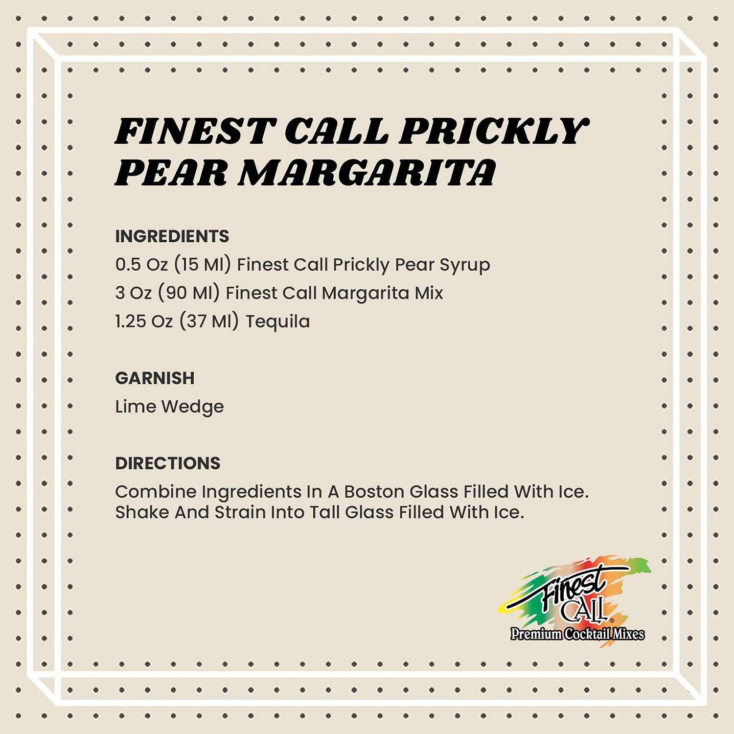 Finest Call prickly pear syrup pour demonstrating precise bartending pours.
