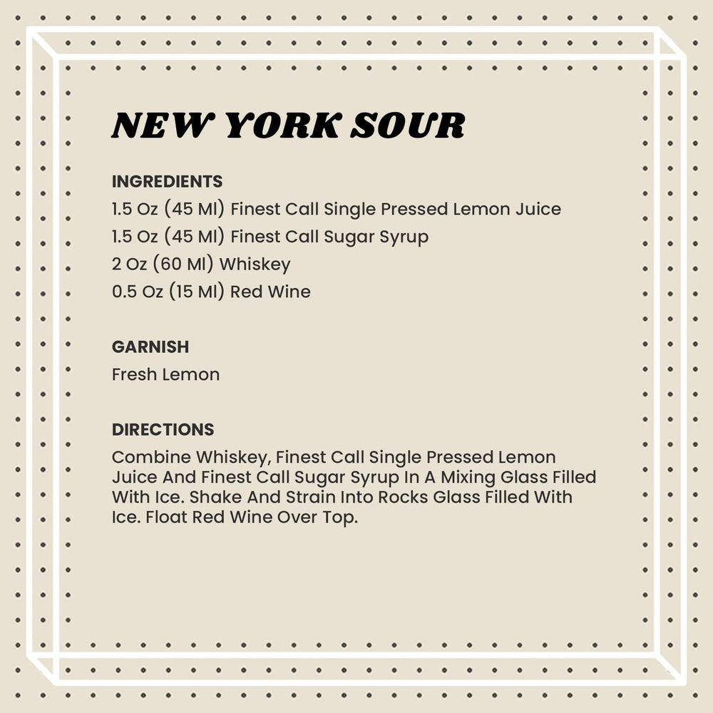 Finest Call cocktail mix image suggests professional, restaurant-grade reliability