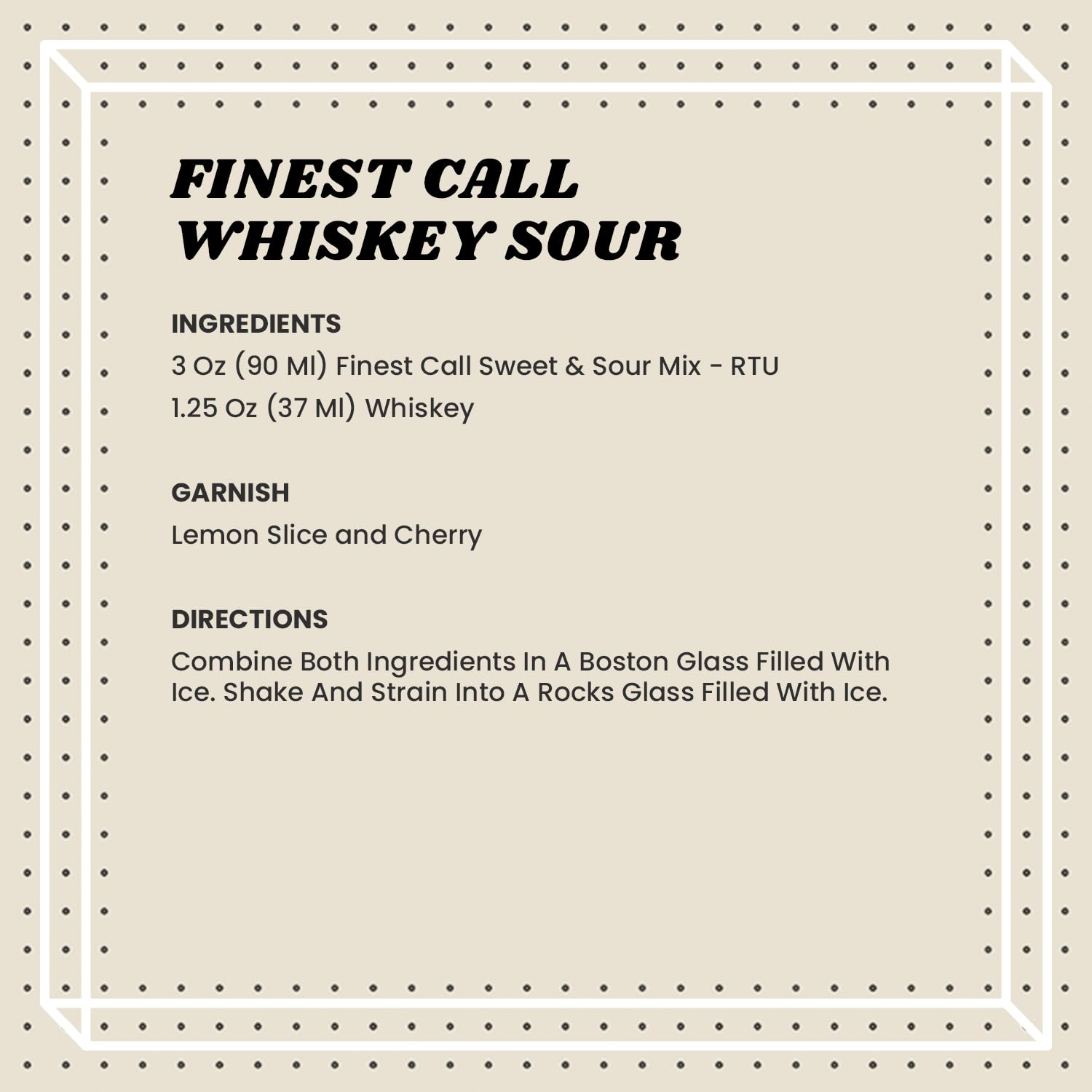 Finest Call Sweet & Sour dispensing closure enables precise, high-speed pours.